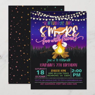 Cartes d'invitation pour anniversaire S'more avec 