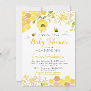 Cartes d'invitation pour Baby Shower Abeille Bébé 