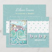 Cartes d'invitation pour Baby Shower avec Lapin da (Devant / Derrière)