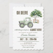 Cartes d'invitation pour Baby Shower avec Tracteur