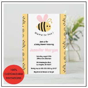 Cartes d'invitation pour Baby shower Bee maman abe