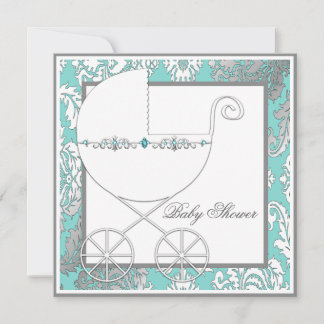 Cartes d'invitation pour Baby Shower Bleu sarcelle