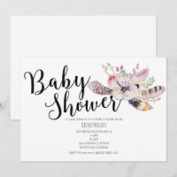 Cartes d'invitation pour Baby Shower Bohème Chic à