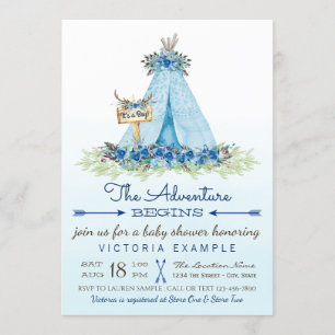 Cartes d'invitation pour Baby Shower Bohème Tente