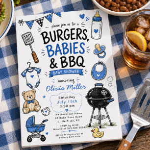 Cartes d'invitation pour Baby Shower Burgers, bébé