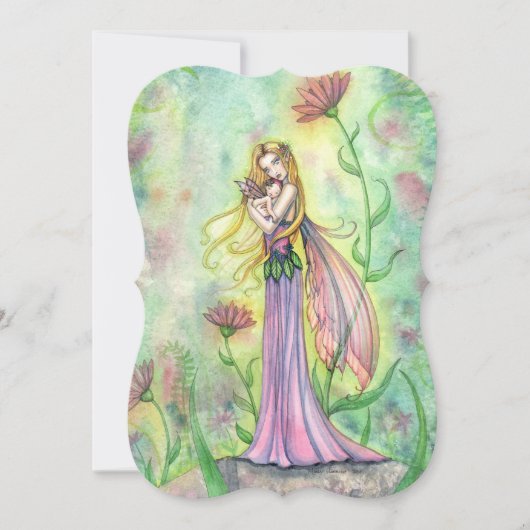Cartes d'invitation pour baby shower de fée Mère e (Devant)