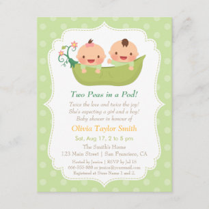 Cartes d'invitation pour Baby Shower de jumeaux :