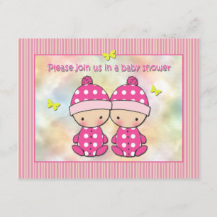 Cartes d'invitation pour Baby Shower de jumelles