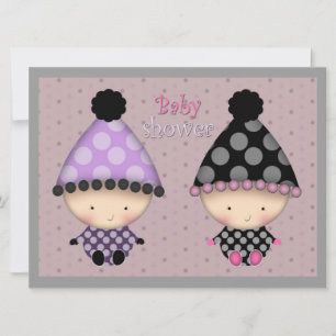 Cartes d'invitation pour Baby Shower de jumelles
