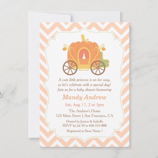 Cartes d'invitation pour Baby Shower de Princesse  (Devant)