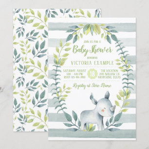 Cartes d'invitation pour Baby Shower de Rhinocéros