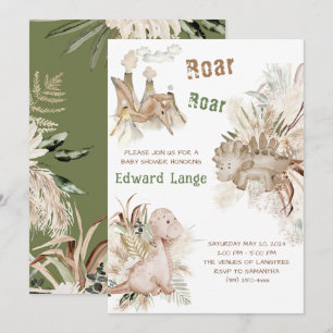 Cartes d'invitation pour Baby Shower Dinosaure Gar