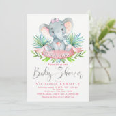 Cartes d'invitation pour Baby Shower éléphant pour (Debout devant)