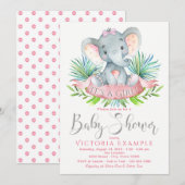 Cartes d'invitation pour Baby Shower éléphant pour (Devant / Derrière)