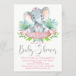 Cartes d'invitation pour Baby Shower éléphant pour