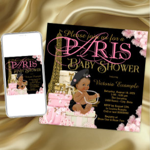 Cartes d'invitation pour Baby Shower Fille à Paris