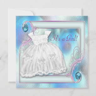 Cartes d'invitation pour Baby Shower Fille Bleu Tu