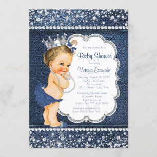 Cartes d'invitation pour Baby Shower Fille en Deni