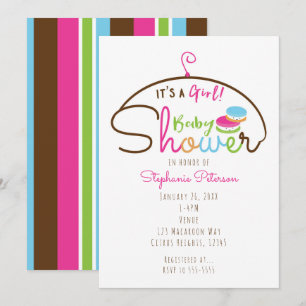 Cartes d'invitation pour Baby Shower Fille Little