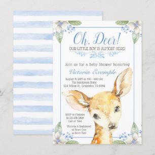 Cartes d'invitation pour Baby Shower Garçon Cerf M