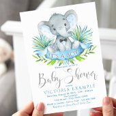 Cartes d'invitation pour Baby Shower Garçon Élépha