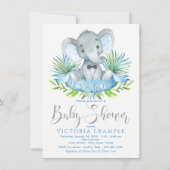 Cartes d'invitation pour Baby Shower Garçon Élépha (Devant)