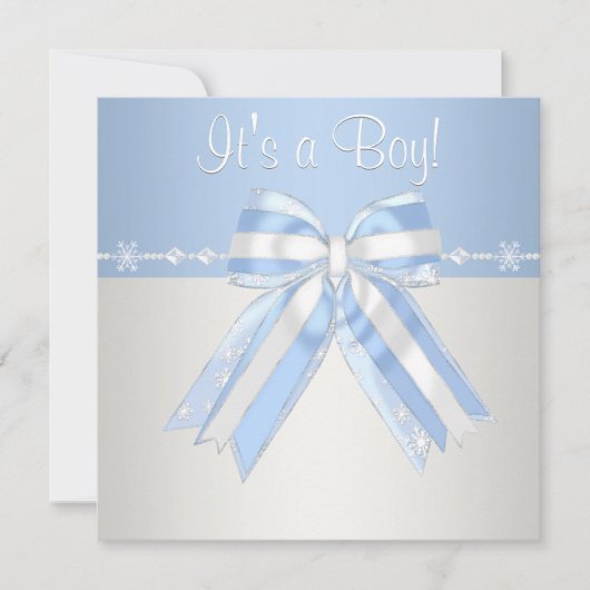 Cartes d'invitation pour Baby Shower garçon flocon (Devant)