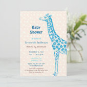 Cartes d'invitation pour Baby Shower Garçon Girafe (Debout devant)