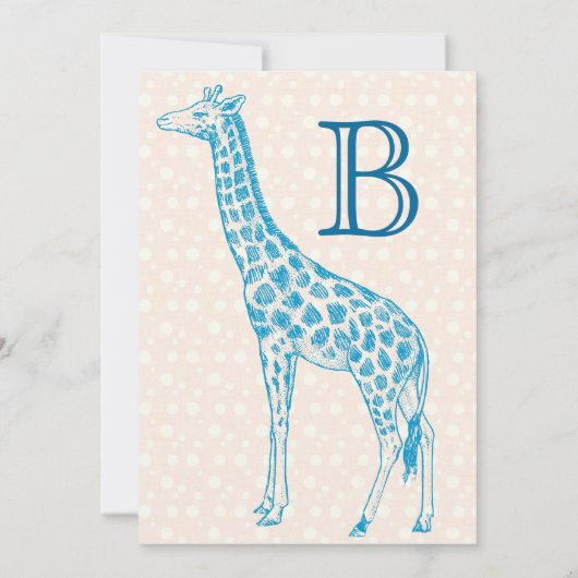 Cartes d'invitation pour Baby Shower Garçon Girafe (Dos)