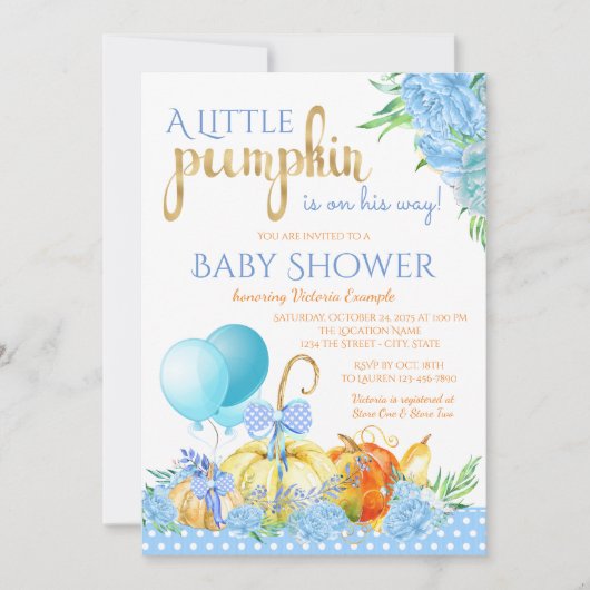Cartes d'invitation pour Baby Shower Garçon Petit (Devant)