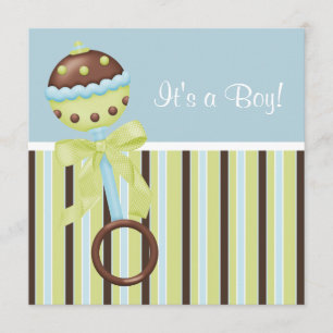 Cartes d'invitation pour Baby Shower Garçon Vert M