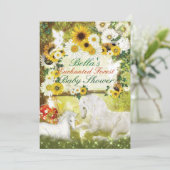 Cartes d'invitation pour Baby Shower Licorne Encha (Debout devant)