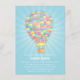 Cartes d'invitation pour Baby Shower Montgolfière