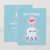 Cartes d'invitation pour Baby Shower Octopus Garço (Devant / Derrière)
