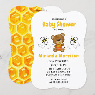 Cartes d'invitation pour Baby Shower Ourson Mignon