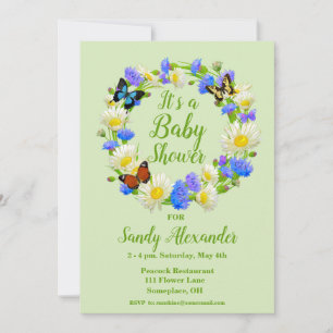 Cartes d'invitation pour Baby Shower Papillon Fleu