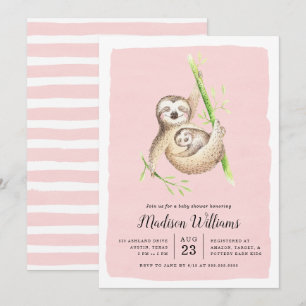 Cartes d'invitation pour Baby Shower Paresseux Béb