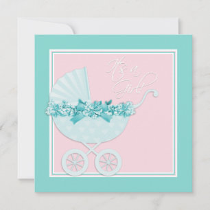 Cartes d'invitation pour Baby Shower Rose et Bleu