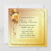 Cartes d'invitation pour Baby Shower Rose Jaune No (Dos)