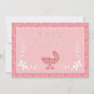 Cartes d'invitation pour Baby Shower Rose pour Béb