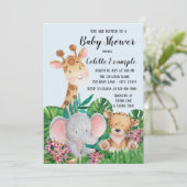 Cartes d'invitation pour Baby Shower Safari (Debout devant)