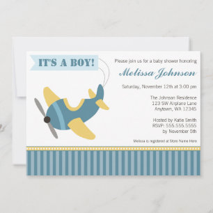 Cartes d'invitation pour Baby Shower Thème Avion R