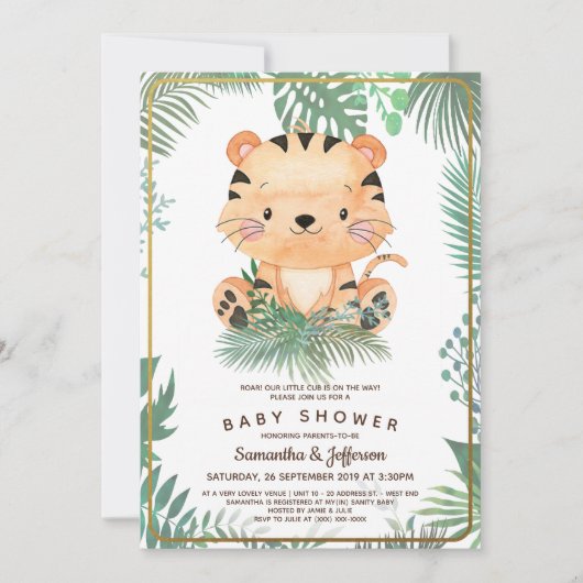 Cartes d'invitation pour Baby Shower thème Tigre (Devant)