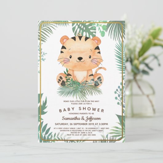 Cartes d'invitation pour Baby Shower thème Tigre (Debout devant)