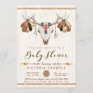 Cartes d'invitation pour baby shower Tribal Deer S