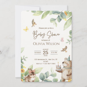 Cartes d'invitation pour baby shower Woodland Winn