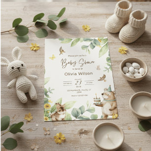 Cartes d'invitation pour baby shower Woodland Winn