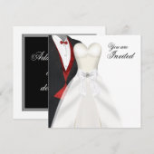Cartes d'invitation pour bal en smoking robe de ba (Devant / Derrière)