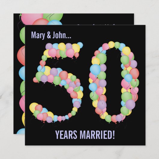 Cartes d'invitation pour ballons de fête d'anniver (Devant / Derrière)