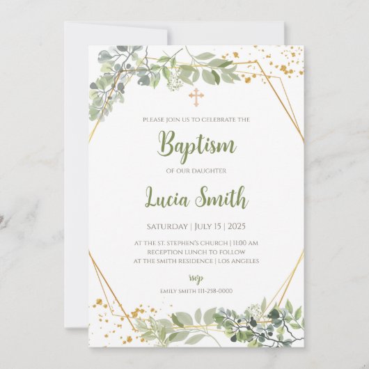 Cartes d'invitation pour baptême de filles (Devant)